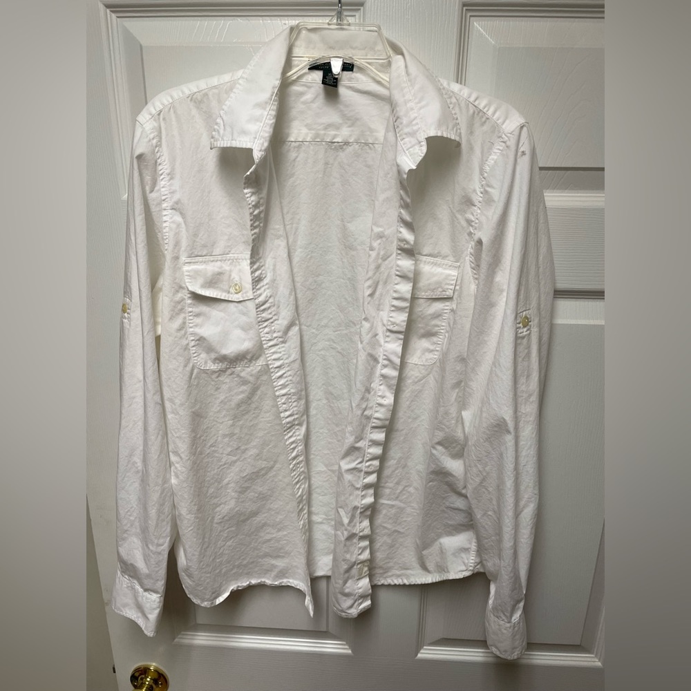 Ralph Lauren Jean Company White Button Up Long Sleeve Shirt Women’s Size XL